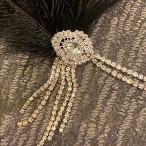 Black feather and rhinestone 1920 style headband